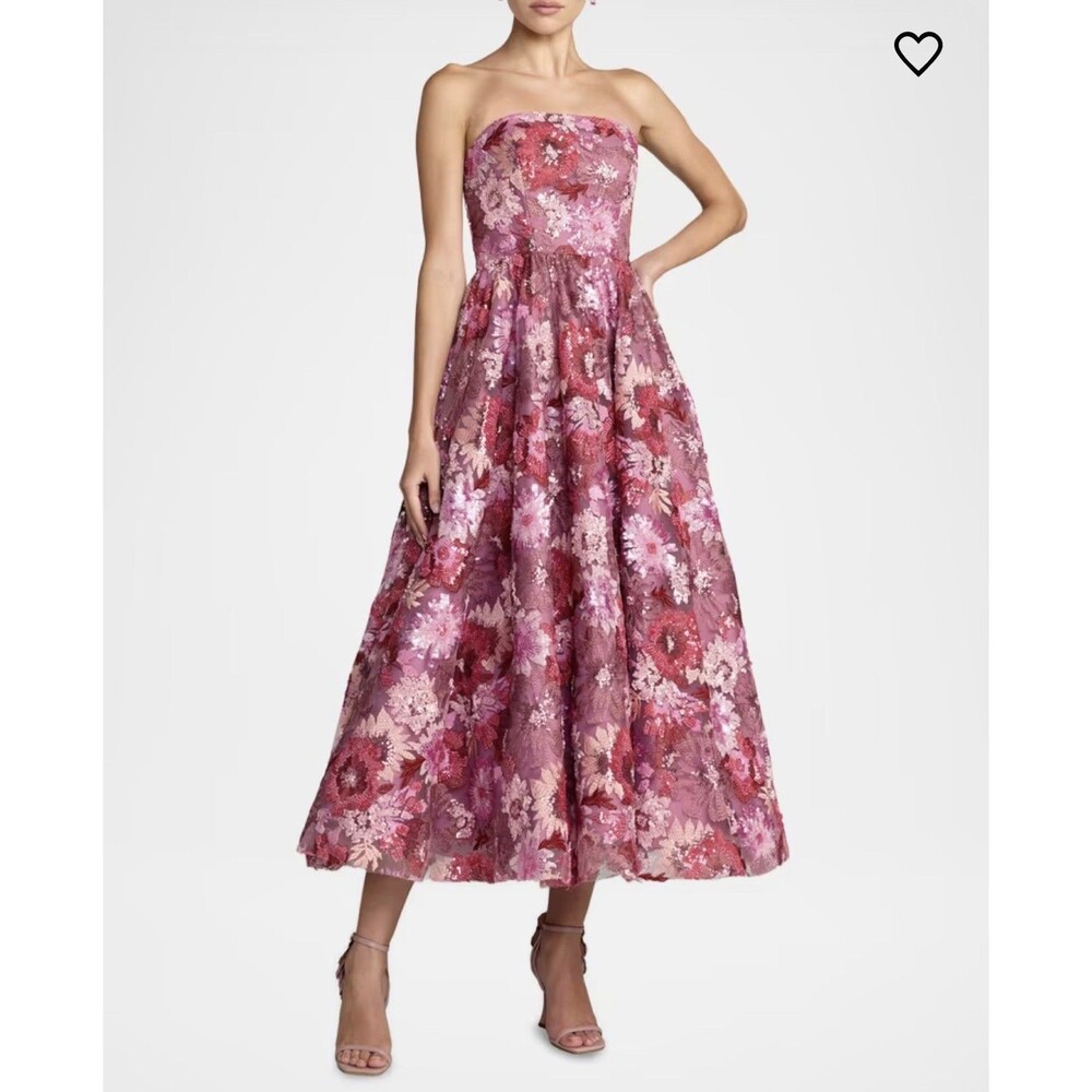 Mac Duggal 16 Pink/Multi Floral Lace Sequin Fit & Flare Cocktail Dress 69109